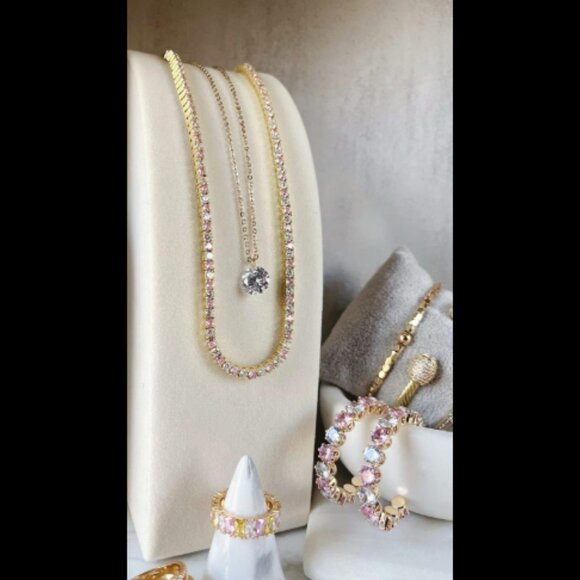 Rare Park Lane Amelia Necklace Pink and Clear CZ Tennis Necklace - Picture 3 of 3